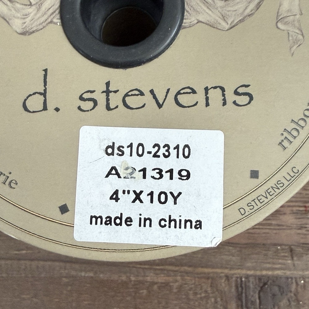 D. Stevens 4" Wired Ribbon Cream Brown Script Floral Christmas French Country - Picture 10 of 10